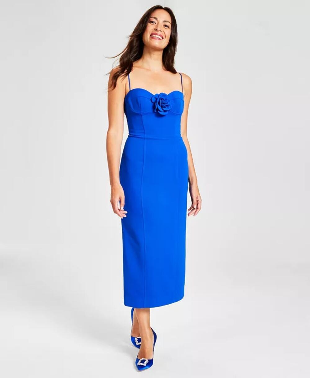 Bardot Women's Gadise Sweetheart Floral Romantic Midi Cobalt Dress Size 2 NWT
